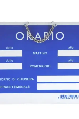 Consegna Rapida Cartello Orario Apertura Tempopol Blu cm 15X11