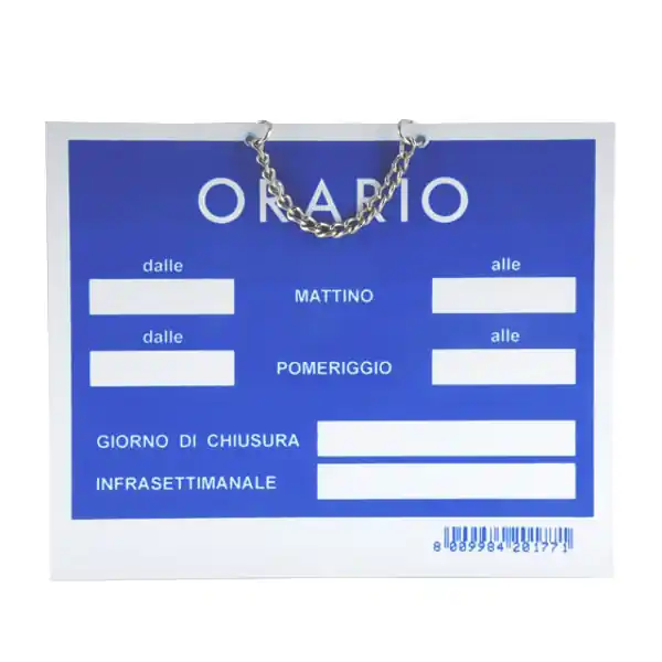 Consegna Rapida Cartello Orario Apertura Tempopol Blu cm 15X11