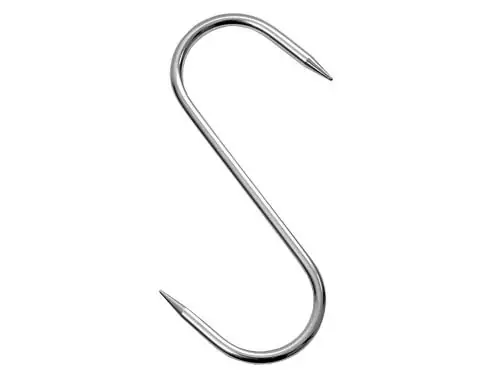 Subito Disponibile Gancio da Macellaio in Acciaio Inox a 2 Punte 160x6 mm Cf. 10 Pz