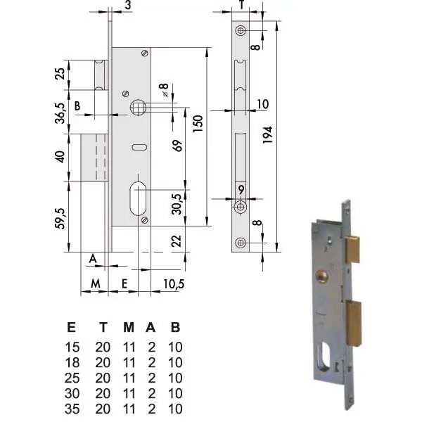 Serratura Infilare Montanti All 44221-15-0 Cisa Offerta