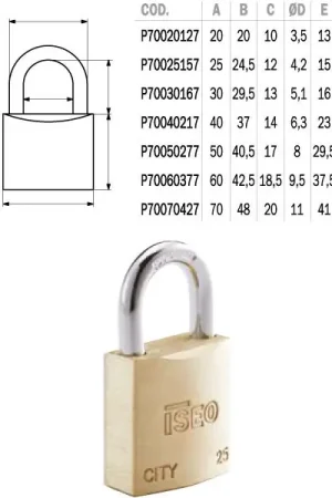 Ultimissimo Modello Lucchetto Ottone Mm 25 Ka City Iseo