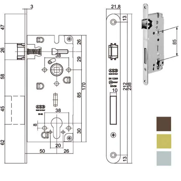 Offerta Speciale Serratura Inf.Legno Duo E50 Bronzata 851 Agb