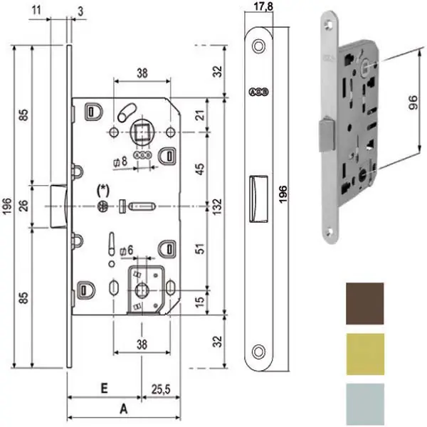 Super Prezzo Serratura Inf.Legno Mediana E50 Bagno Ot 1102 Agb