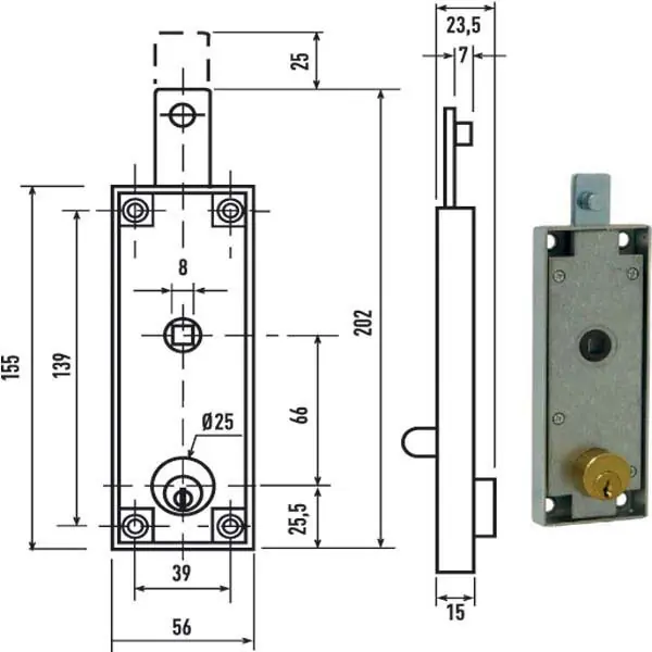 Popolare Serratura Bascule Cil.Tondo C/Q C1640 Potent