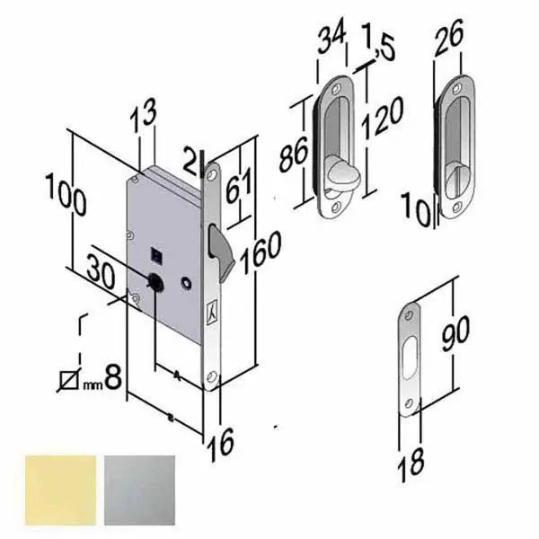 Serratura Inf.Legno Scorrevoli E50 Bagno Cs B2N Gb Sconto