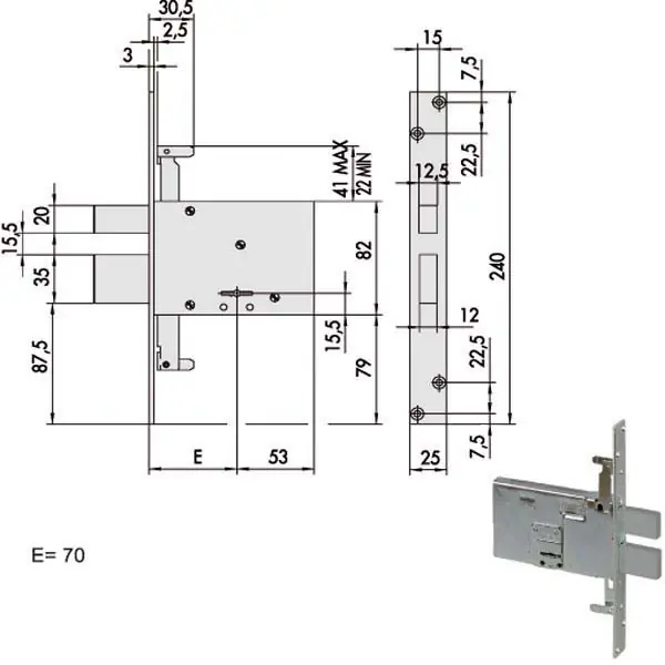 Serratura Doppia Mappa Inf.All 57336-70-0 Cisa Garanzia Inclusa