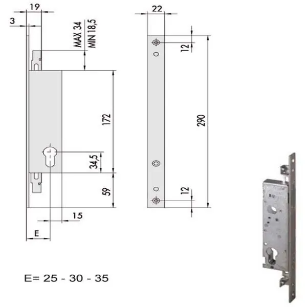 Serratura Infilare Montanti All 46270-35-0 Cisa Offerta Speciale
