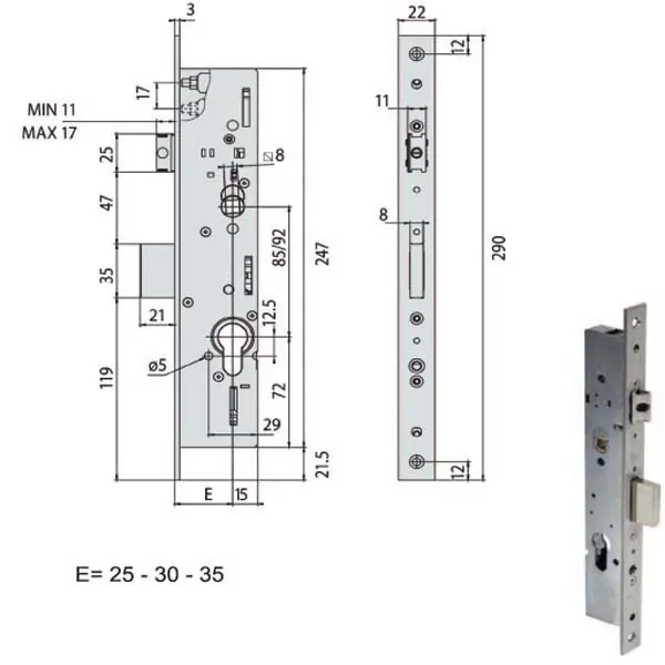 Serratura Infilare Montanti All 49225-30-0 Cisa Prezzo Conveniente