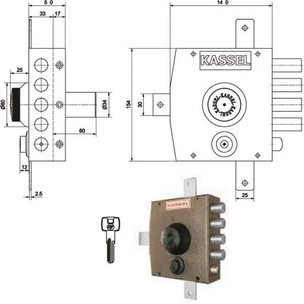 Serratura Sic.Quintuplice Dx Pompa 2551/Cp Kassel Spedizione Gratuita