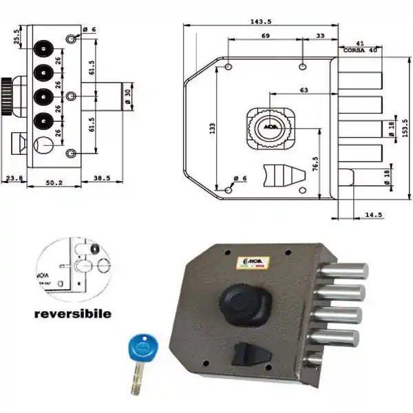 Serratura Sic.Semplice Sx Pompa Ja422 Moia Miglior Prezzo