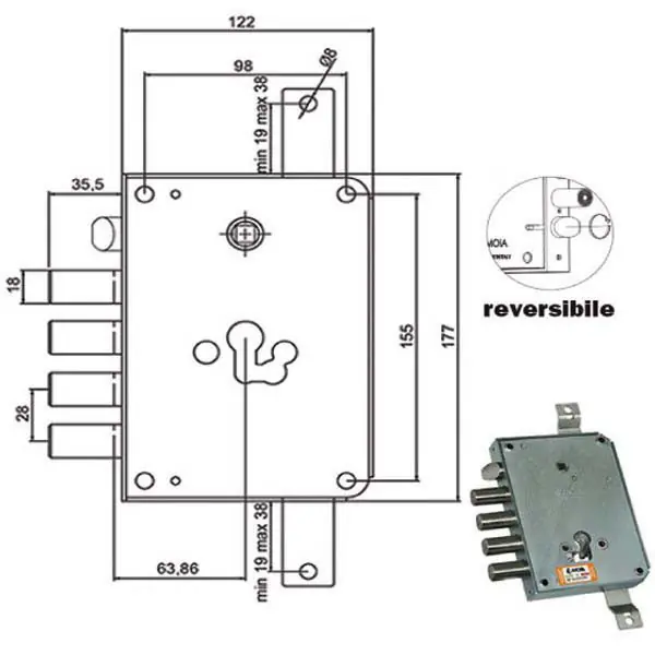 Serratura Sic.Triplice Cil. E63 Rce664/280 Moia Quantità Limitata