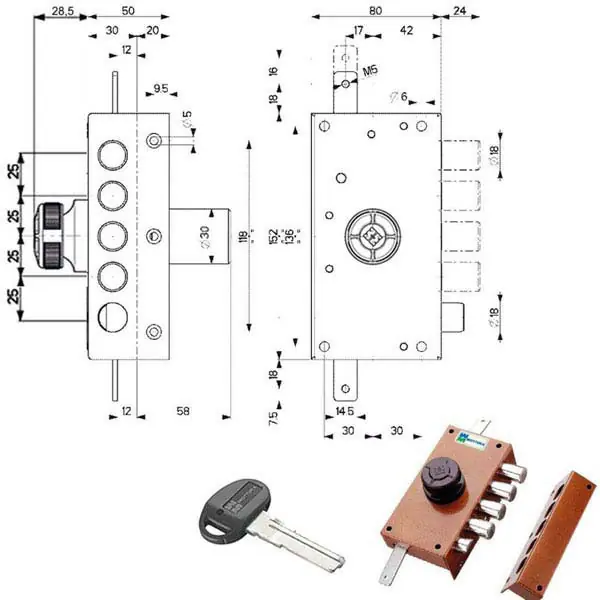 Serratura Sic.Triplice Dx Pompa Scr. 30437 Mottura Spedito Oggi