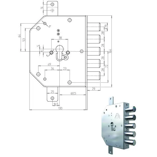Serratura Sic.Triplice Sx Cil. 2105G-11 Cr Non Perdere