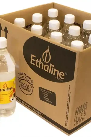 12 Flaconi Bioetanolo Liquido Ethaline da 1Lt Combustibile per Stufe e Caminetti Top Qualità