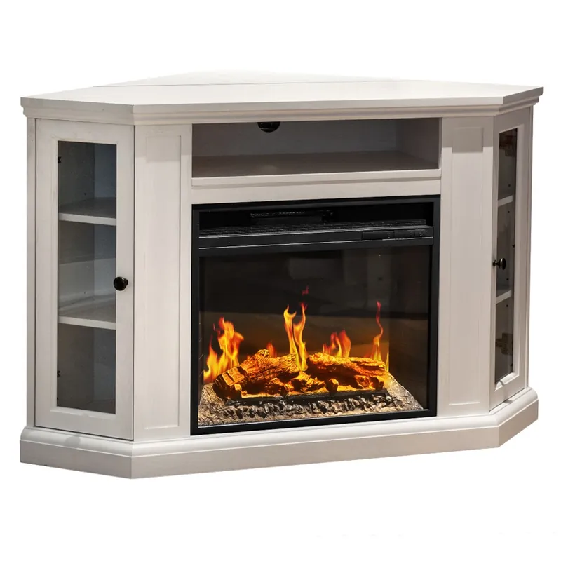 Prezzo Ridotto Camino elettrico caminetto da terra MADISON in legno Bianco L126 x P78 x H80,5