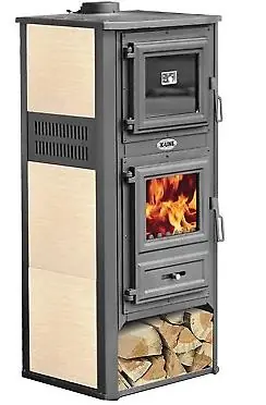 Offerta Limitata Stufa a Legna in Acciaio e Ghisa con Forno K-Line Kalorosa Panna 12,1 KW