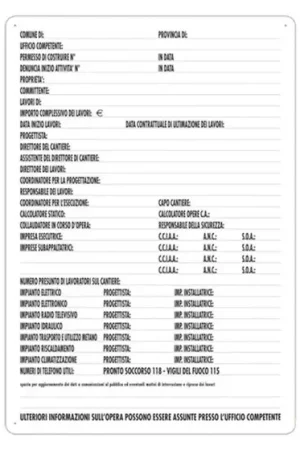 Cartello concessione edilizia cm 60x80 Prezzo Conveniente