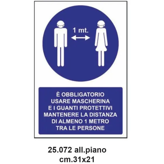Ordina Subito Cartello emergenza Covid-19 30x20 cm obbligo di mascherine e distanziamento