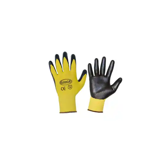 GUANTO GIALLO SPALMATO NITRILE NERO taglia 06, 12 PA Popolare