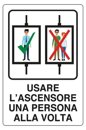 Ultima Occasione CARTELLO 'USARE ASCENSORE 1 PER VOLTA' cm 20 x 30 - alluminio- Hey Casa