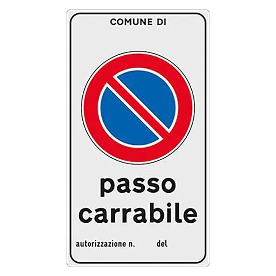Economico CARTELLO 'PASSO CARRABILE' cm 45 x 25- EUROSIGNALS