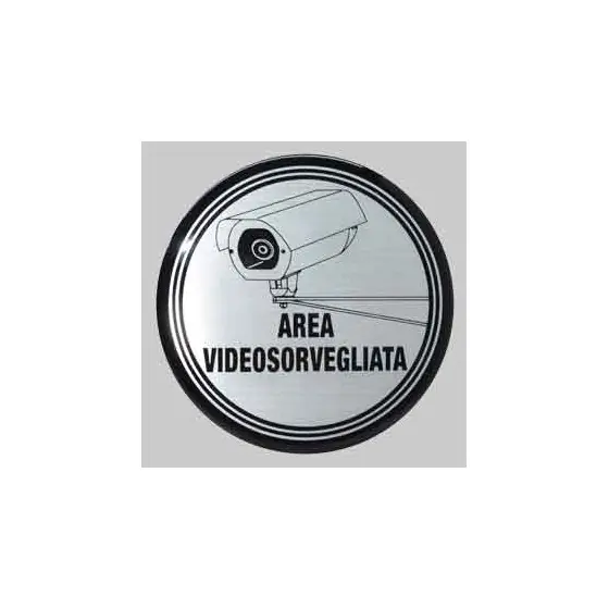 Autentico ETICHETTA TONDA 'AREA VIDEOSORVEGLIATA' PZ 5,000000