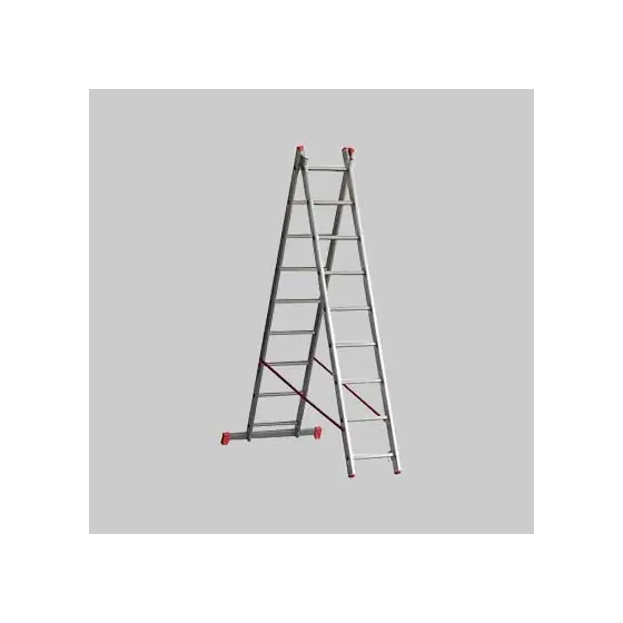 Alta Qualità SCALA A DUE ELEMENTI 'OR2' 11+11 gradini - H. 5,40 mt - montante 84x25 mm
