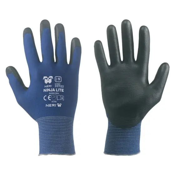 GUANTI NYLON / POLIURETANO 'NINJA LITE' Tg.10 pz. 12 - NERI Nuova Collezione