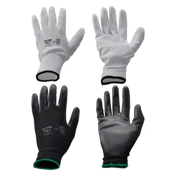 GUANTI POLIESTERE / POLIURETANO Tg.11 (XXL) - palmo bianco pz. 12 - GRIFON SAFETY Promo Stagionale