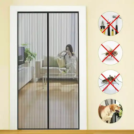 ZANZARIERA IN POLIESTERE PER PORTE CON MAGNETI cm 120 x 250 - col. grigio- KASART Compra Online