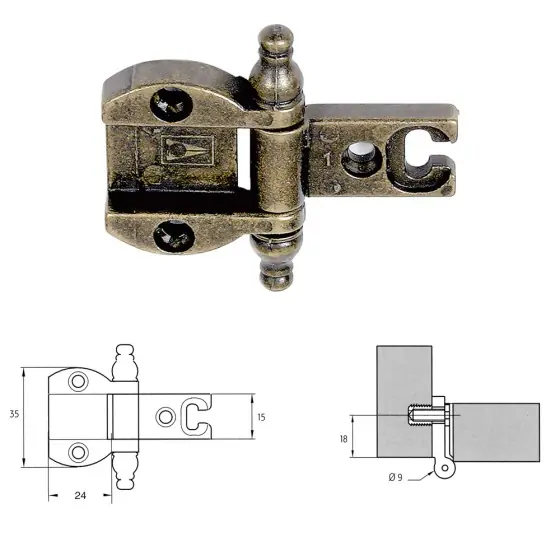 Ordine In Blocco CERNIERA PER MOBILI 'A0055' bronzata pz. 2 - Hey Casa