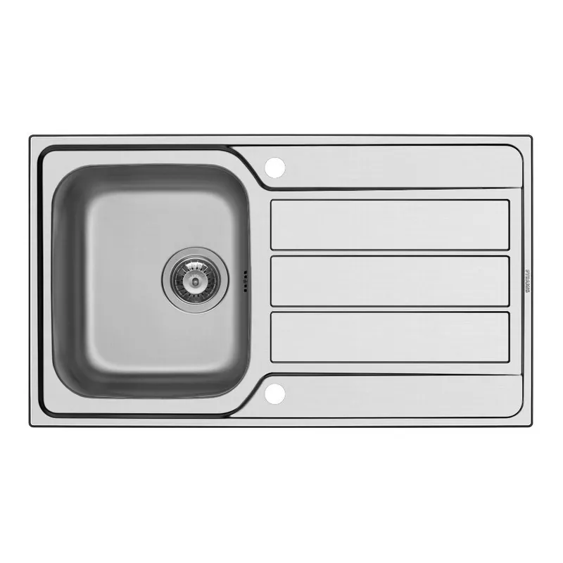Pyramis Athena Stainless Steel Single Bowl Inset Sink 860 x 500mm Spedizione Espresso