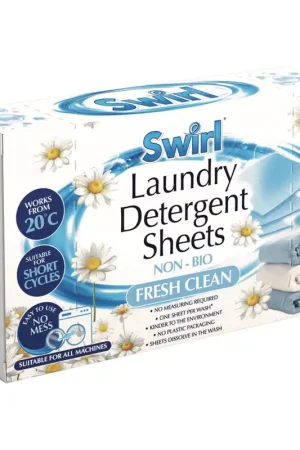 Swirl Laundry Detergent Sheets Fresh Clean / 20 Pack Spedizione Mondiale