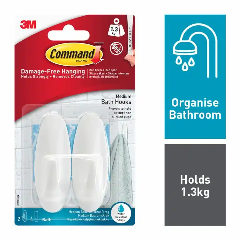 Command™ Bath Medium Designer Hooks Prezzo Conveniente