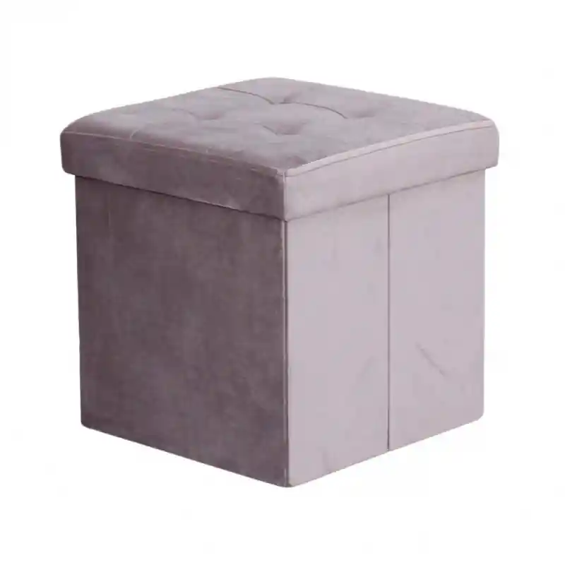 Pouf contenitore quadrato velluto tortora elegante e pratico Occasione Imperdibile