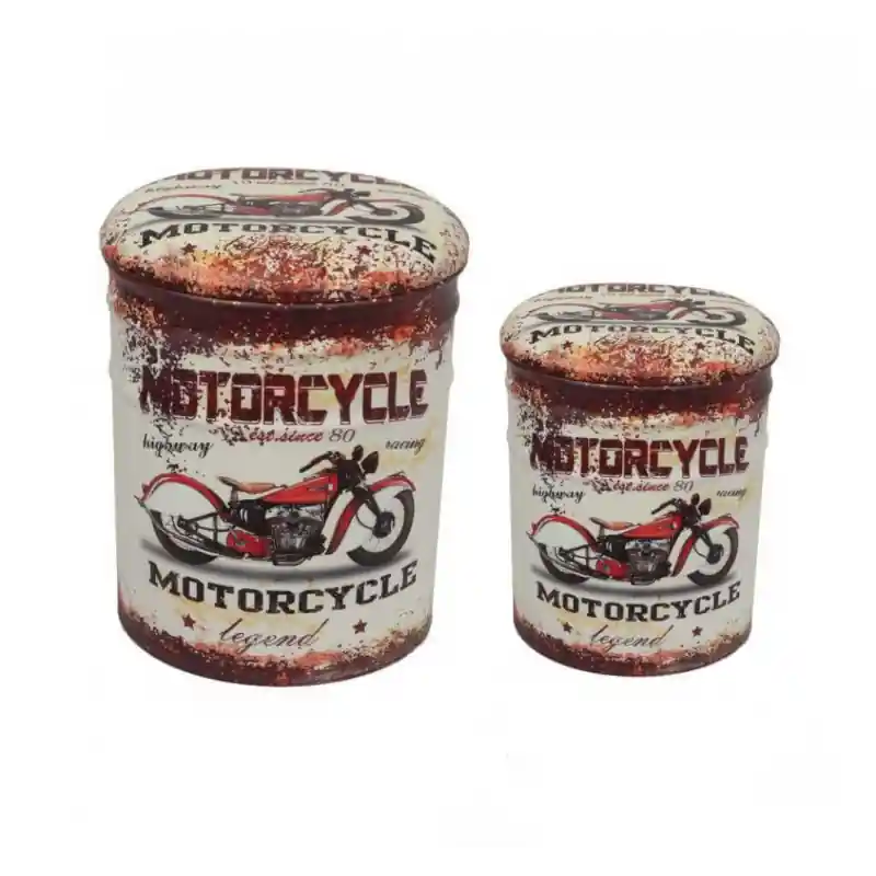 Set 2 Pouf Contenitore Tondo Moto Grigio Chiaro per Casa Migliore Qualità