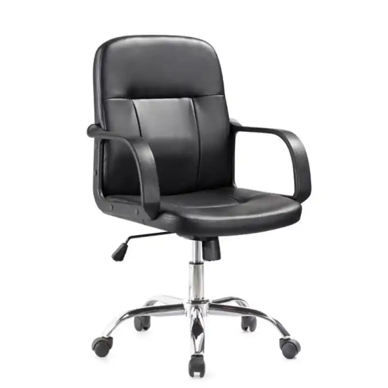Poltrona da ufficio PC116P ecopelle nera e base cromata ergonomica Solo Oggi