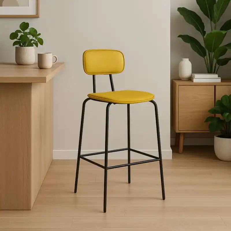 Quantità Limitata Sgabello Glami PVC effetto cuoio giallo metallo nero moderno
