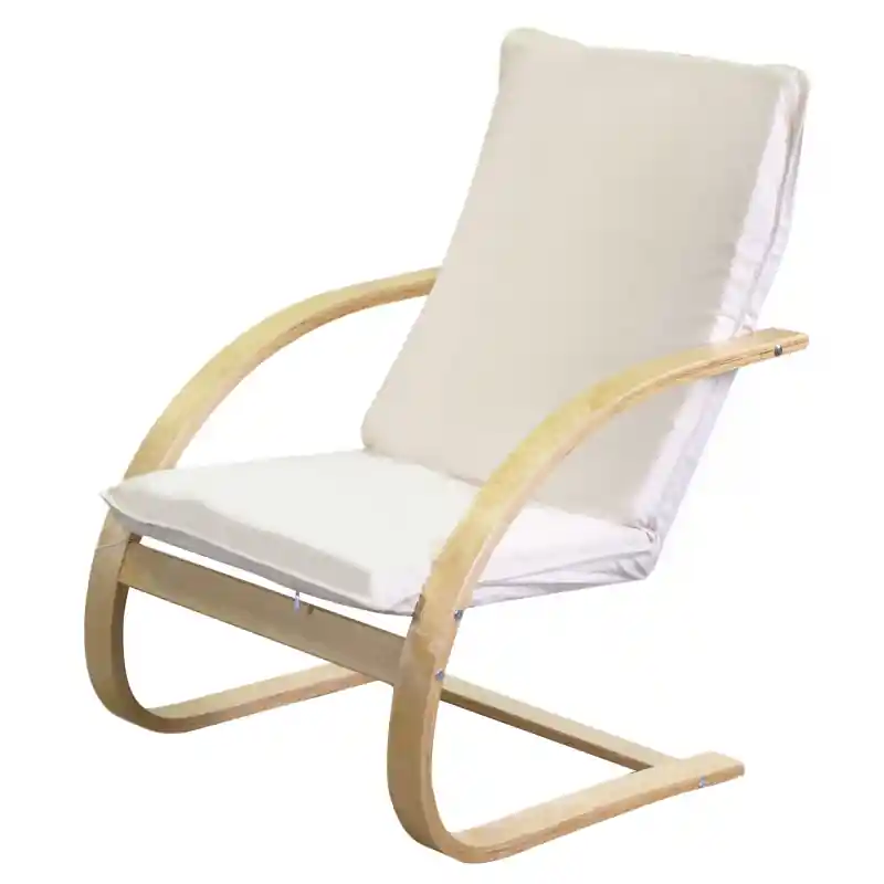 Poltrona legno tessuto imbottito crema 67x78x95 cm elegante Popolare