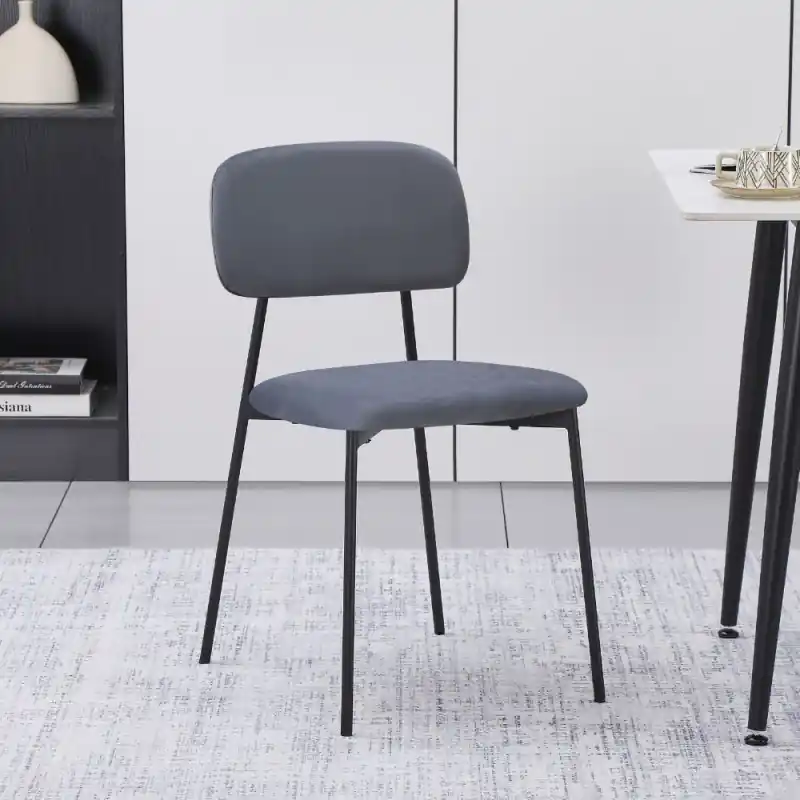 Consegna Rapida Set 4 sedie Shen vellutino grigio struttura metallo nero moderno