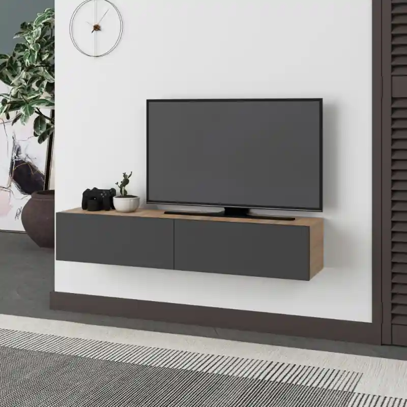 Mobile porta TV sospeso Francy rovere antracite ante a ribalta Occasione Imperdibile