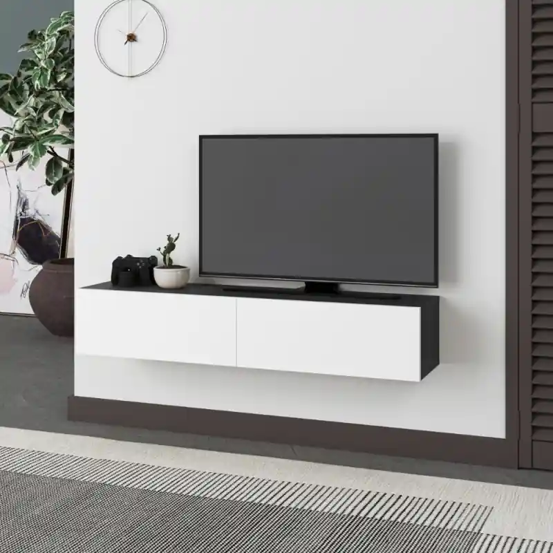 Mobile porta TV sospeso Francy antracite bianco ante a ribalta Lusso