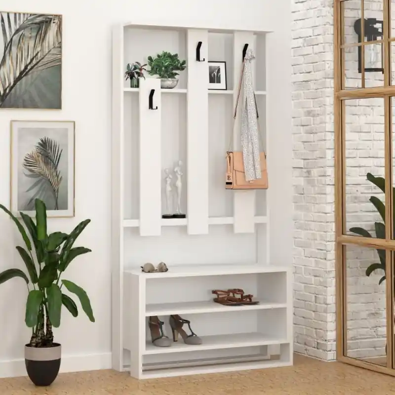 Mobile ingresso Chester bianco 90x36x180 moderno e capiente Fatto A Mano