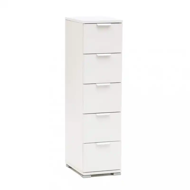 Cassettiera 5 cassetti bianca compatta elegante per casa moderna Economico