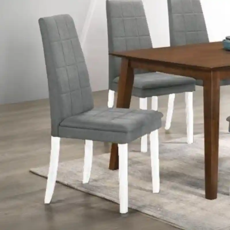 Spedizione Mondiale Set di 2 Sedie Tim in legno bianco e tessuto grigio