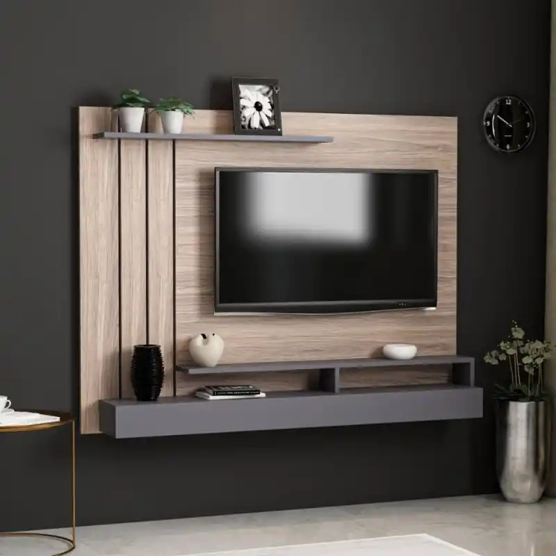 In Voga Parete porta TV Lawrance 157 noce antracite moderna e capiente