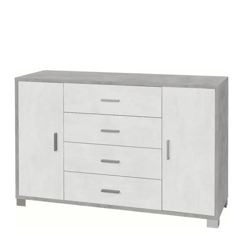 Mobile 2 Ante 4 Cassetti Kit L136 Cemento e Ossido Bianco Sarmog Offerta Speciale