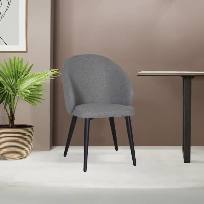 Set 2 sedie Patya tessuto grigio cenere gambe nere moderne Ordine In Blocco