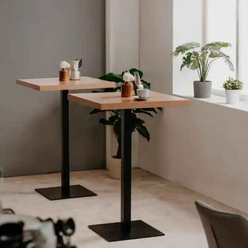 Offerta Del Giorno Tavolo alto quadrato 70x70x105 cm rovere base nera moderno