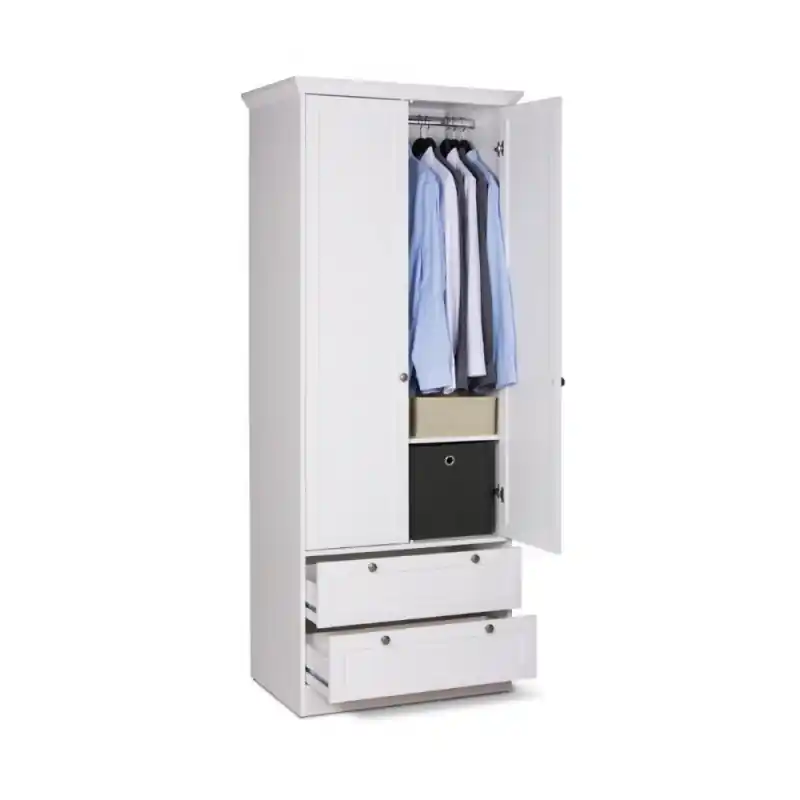 Armadio Landwood14 Bianco 2 Ante 2 Cassetti Stile Moderno Promo Stagionale